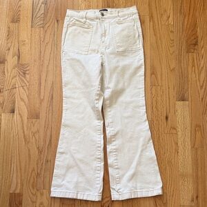 Scoop Trouser Flare Jeans Size 2 Cream Ivory High Rise Patch Pocket Pants